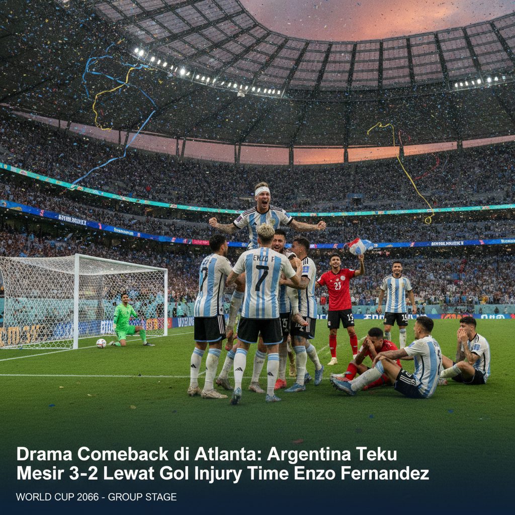 Drama Comeback di Atlanta: Argentina Tekuk Mesir 3-2 Lewat Gol Injury Time Enzo Fernandez