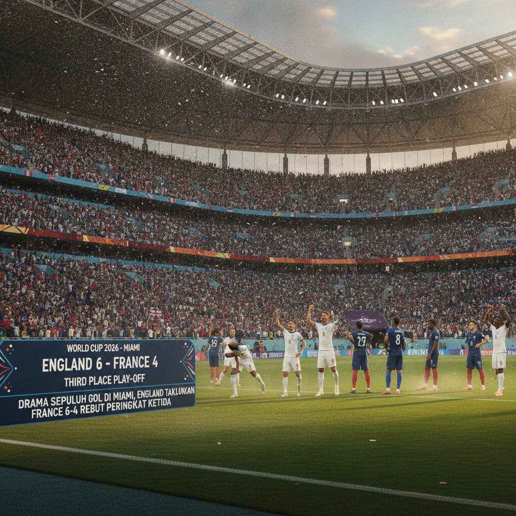 Drama Sepuluh Gol di Miami, England Taklukkan France 6-4 Rebut Peringkat Ketiga