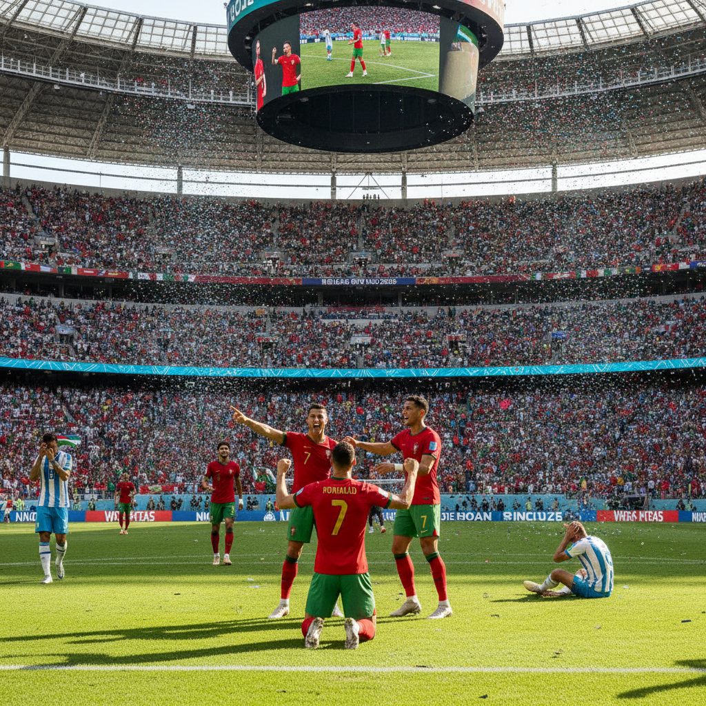 Ronaldo Borong Dua Gol, Portugal Gulung Uzbekistan Lima Tanpa Balas di NRG Stadium