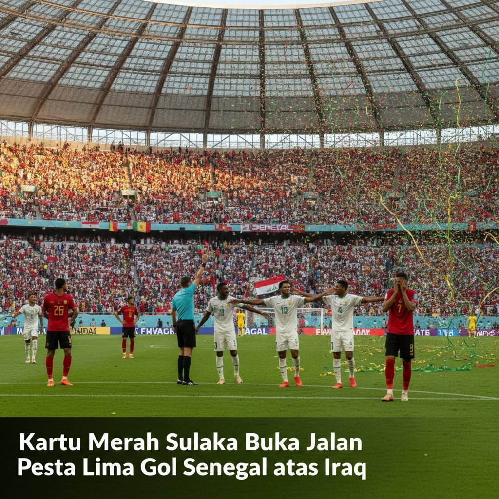 Kartu Merah Sulaka Buka Jalan Pesta Lima Gol Senegal atas Iraq