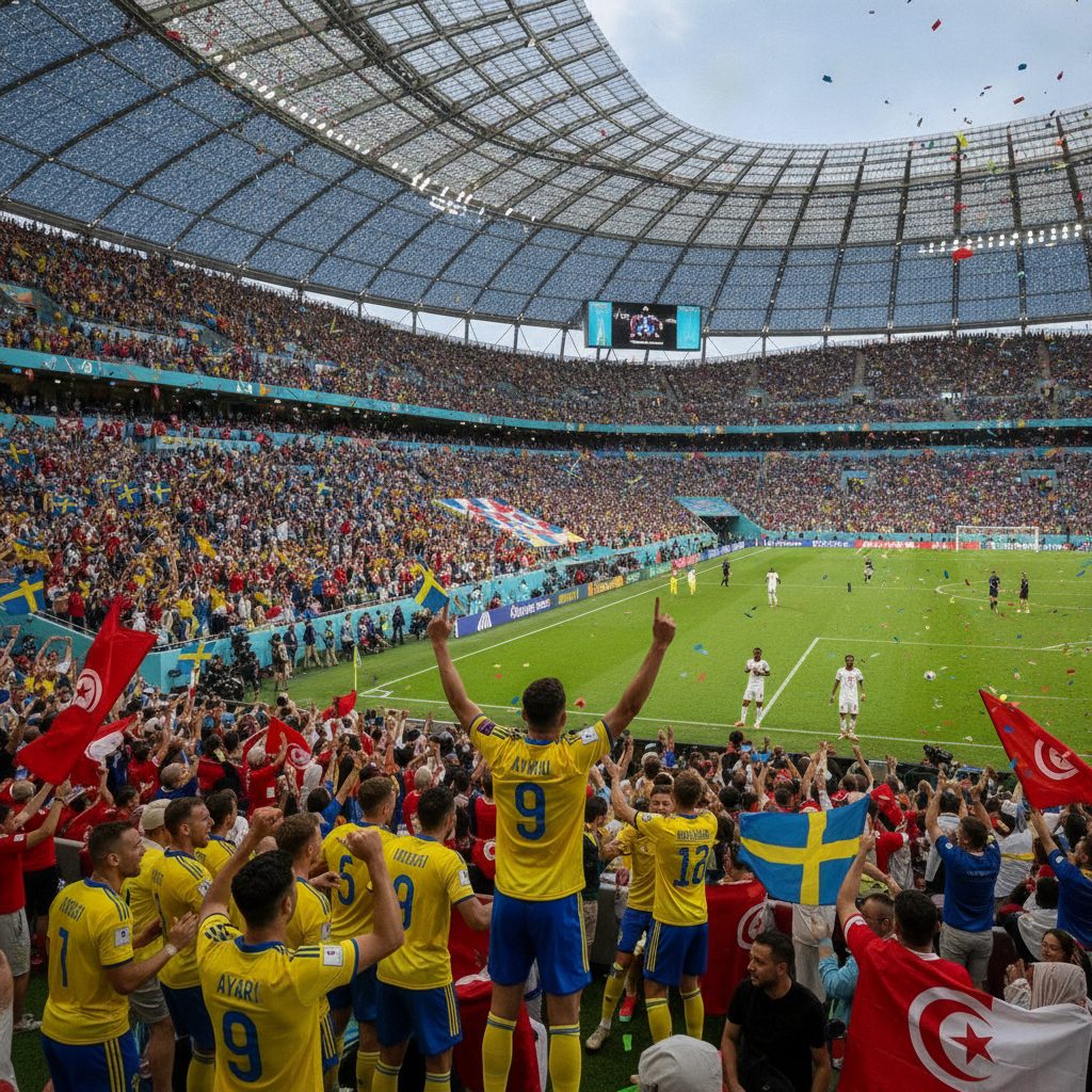 Pesta Lima Gol Swedia, Ayari Buka dan Tutup Pelajaran bagi Tunisia